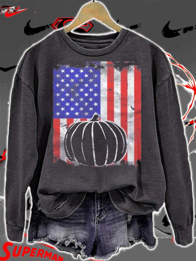 Pumpkin Us American Flag Halloween 2021 Patriotic shirt t-shirt sweatshirt