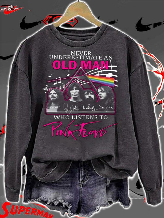 Never Underestimate An Old Man Who Listens To Pink Floyd Band Signatures t-shirt sweatshirt