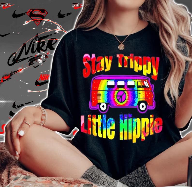 Stay Trippy Little Hippie Tie Dye Retro Van Peace Sign T-Shirt t-shirt