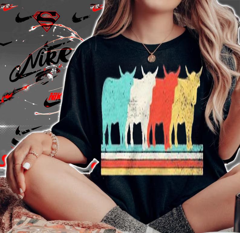 Highland Cow Scottish Vintage Shirt t-shirt woman shirt