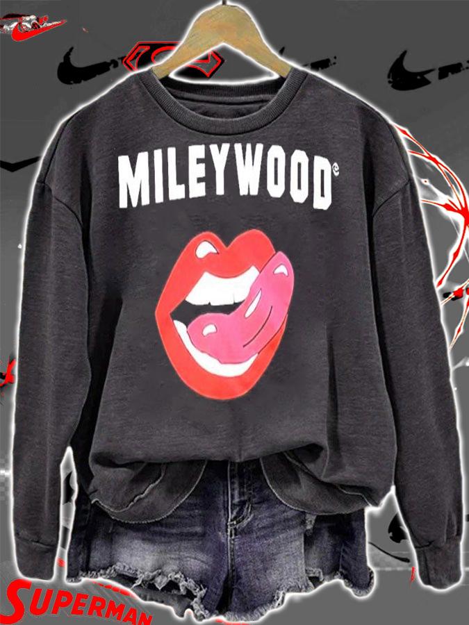 Miley Cyrus Mileywood Mouth Licking Lips Shirt t-shirt