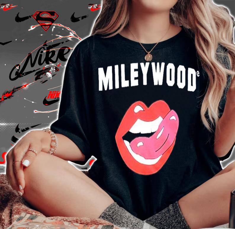 Miley Cyrus Mileywood Mouth Licking Lips Shirt t-shirt