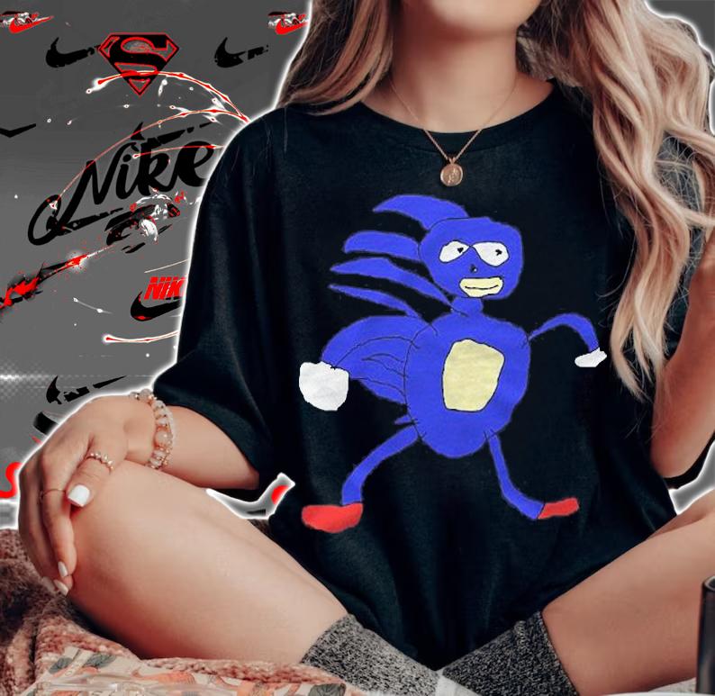Sanic Hegehog Sanic Paint Meme Pullover Shirt t-shirt woman shirt