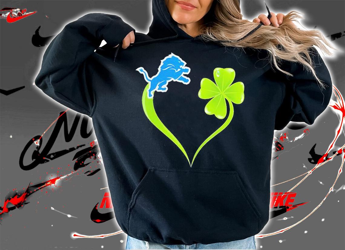 Detroit Lions Shamrock Heart St Patrick's Day T-Shirt hoodie