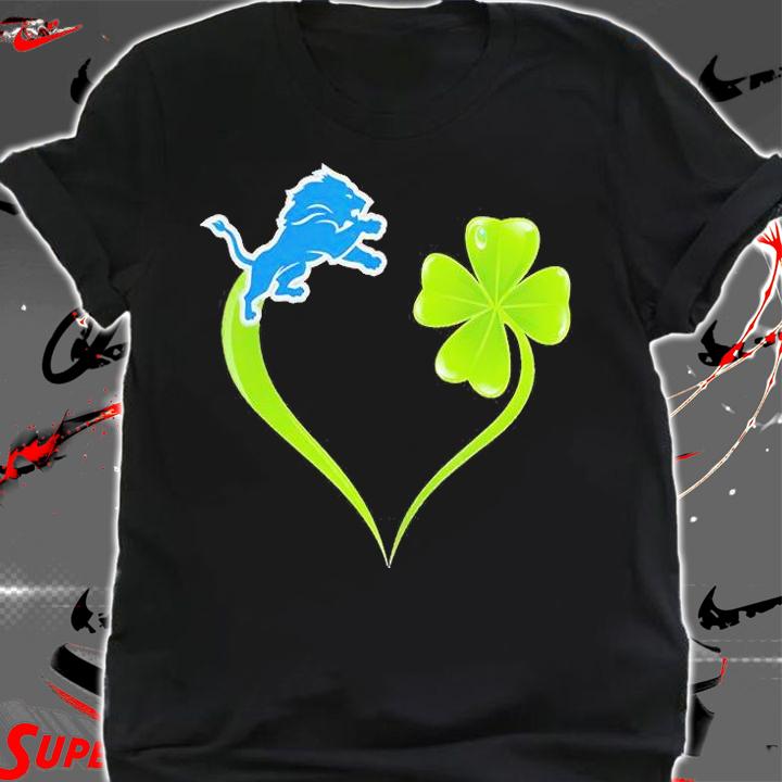 Detroit Lions Shamrock Heart St Patrick's Day T-Shirt shirt