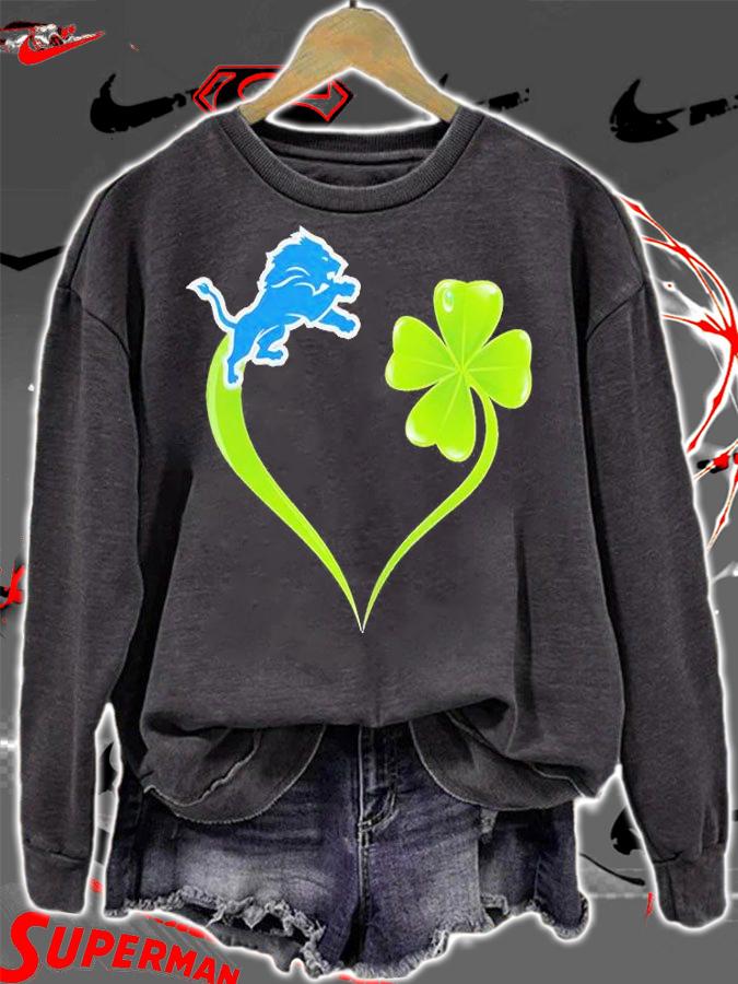 Detroit Lions Shamrock Heart St Patrick's Day T-Shirt sweatshirt