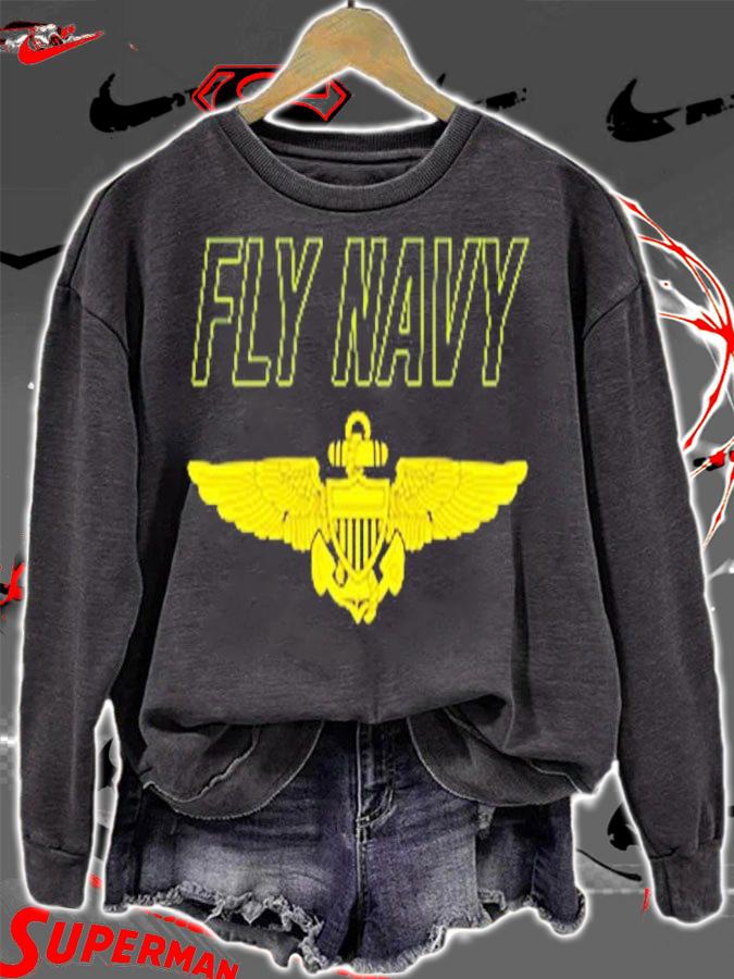 Fly Navy Shirt Pilot Wings T-Shirt