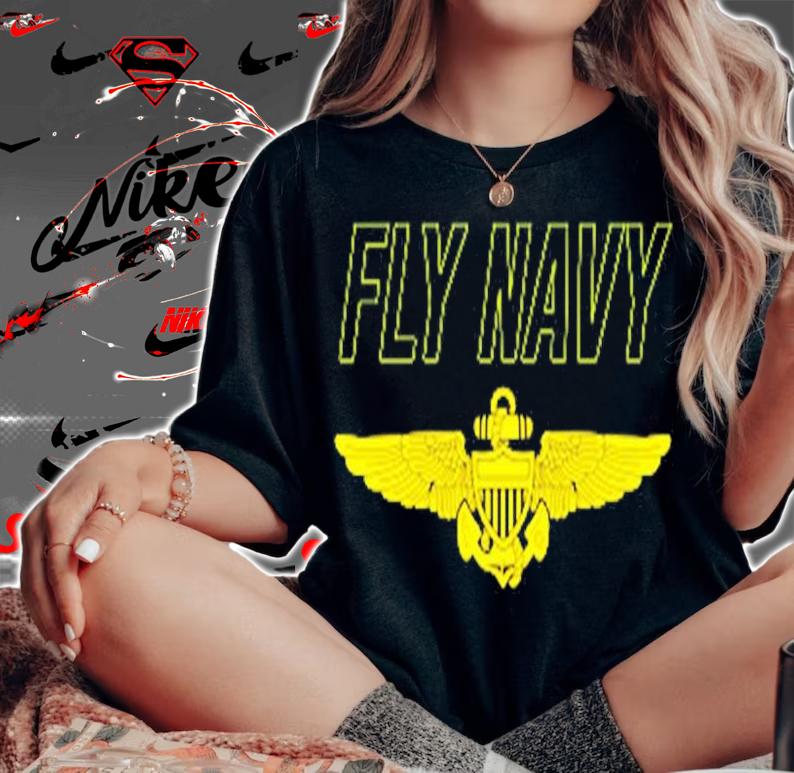 Fly Navy Shirt Pilot Wings T-Shirt