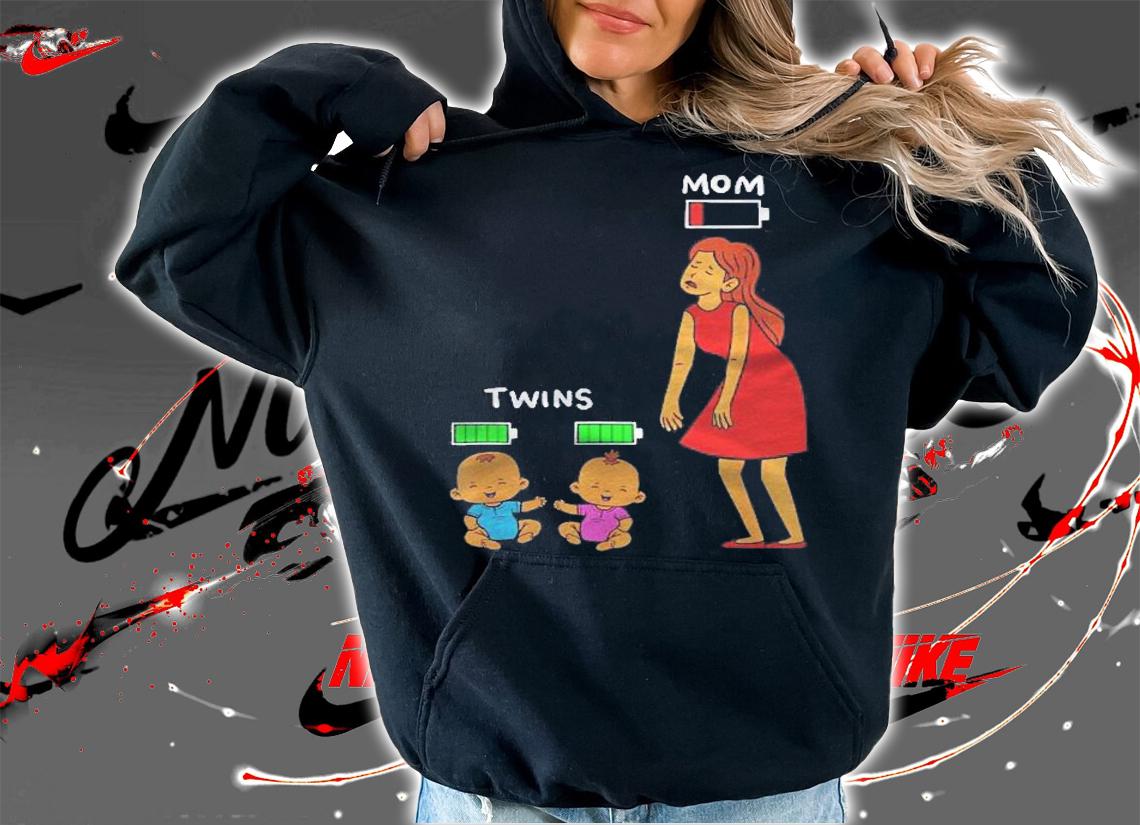 Mom Of Twins Tired Low Energy Mama Battery Charge Costume Shirt hoodie