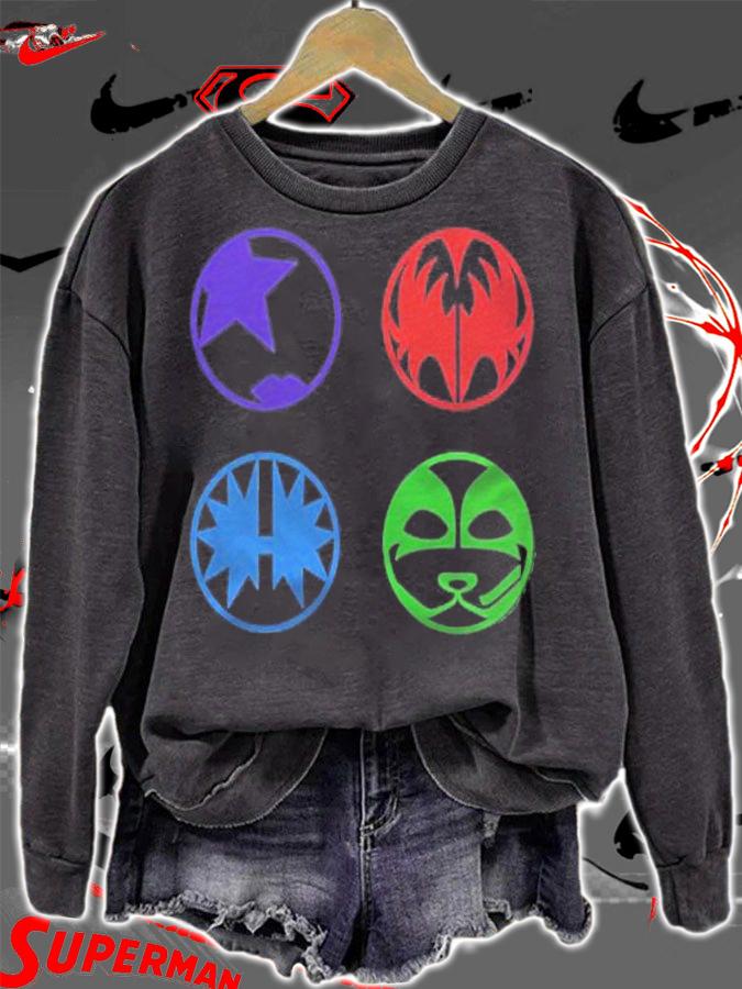Womens Kiss  Cartoon Color Logo Shirt sweatshirt
