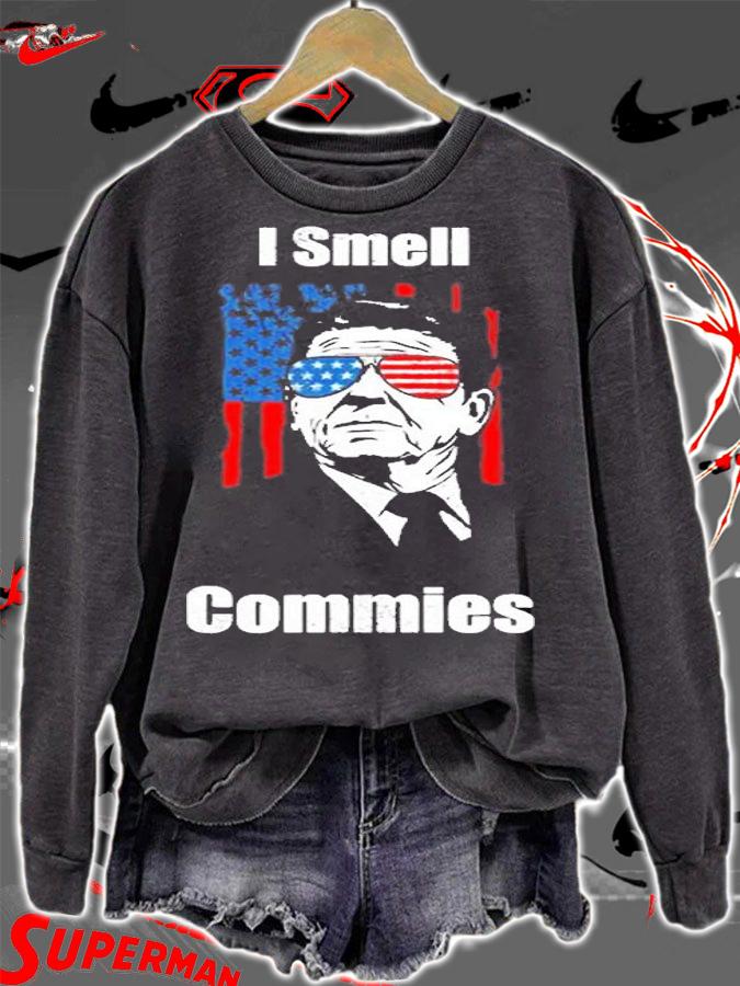 Funny President Reagan I Smell Commies Conservative Humor T-Shirt