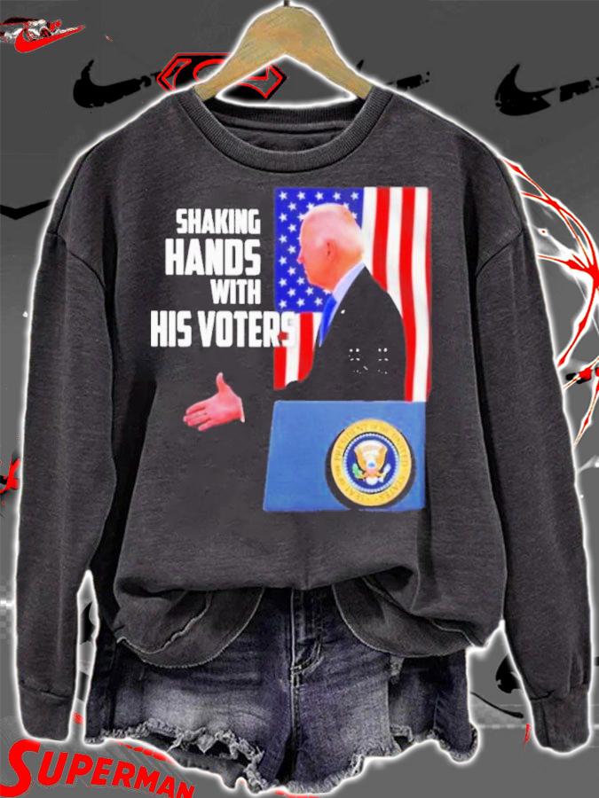 Joe Biden American Flag President Shaking Hand With His Voters Shirt sweatshirt