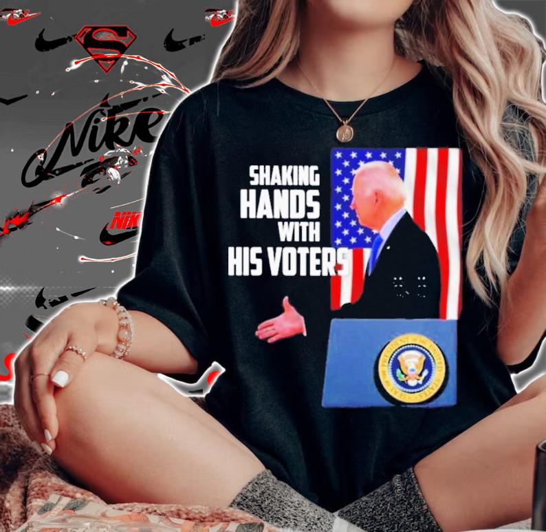 Joe Biden American Flag President Shaking Hand With His Voters Shirt woman shirt