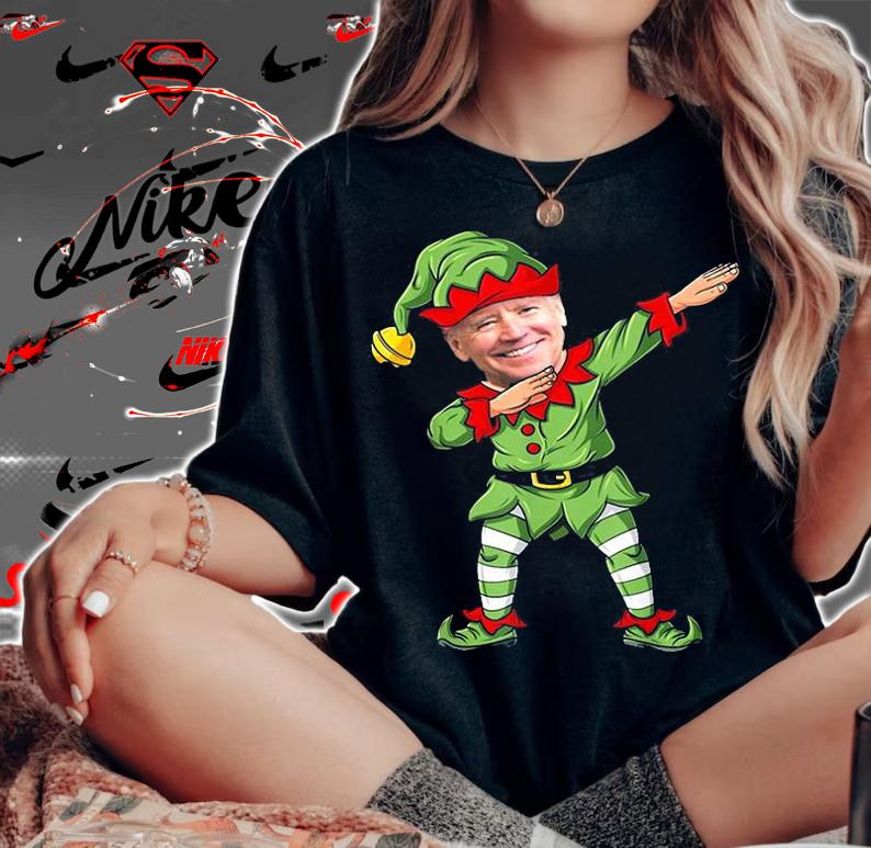 Dabbing Biden Elf Family Matching Christmas Holiday T-Shirt woman shirt