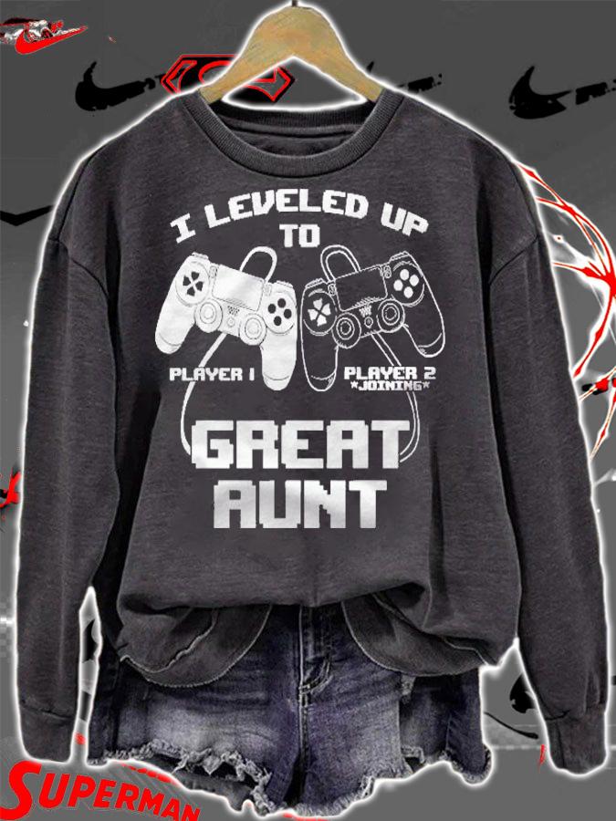 I Leveled Up To Great Aunt Gaming Baby Gender Announcement Shirt sweatshirt