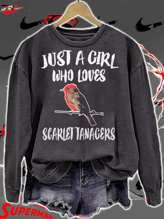 Just A Girl Who Loves Scarlet Tanagers Bird Animal Gift Shirt