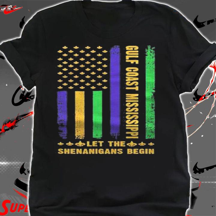 Mardi Gras Gulf Coast Mississippi Fleur De Lis Usa Flag Shirt