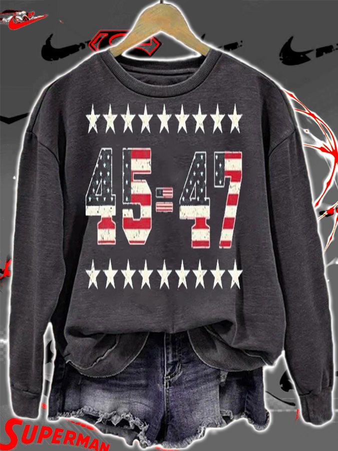 Pro Trump 45Th Potus 47Th USA Flag Retro T-Shirt