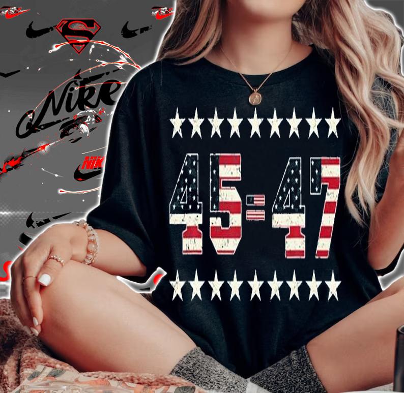 Pro Trump 45Th Potus 47Th USA Flag Retro T-Shirt