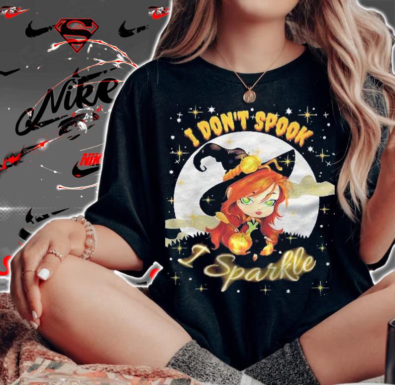 Cute Witch Halloween Women Girls Dont Spook I Sparkle Shirt woman shirt
