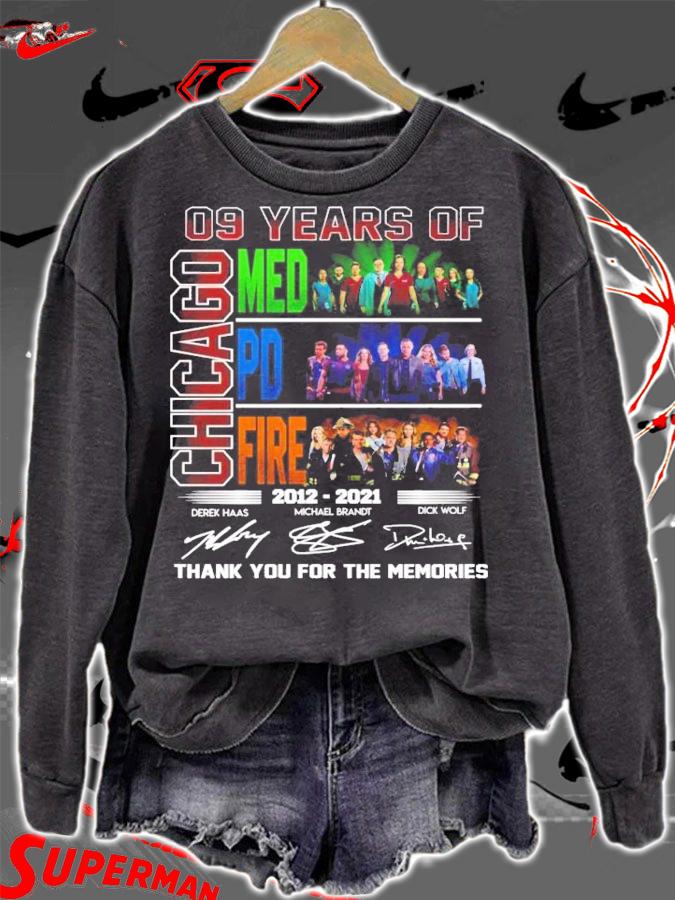 09 years of Chicago Med PD Fire 2012 2021 signatures t-shirt sweatshirt