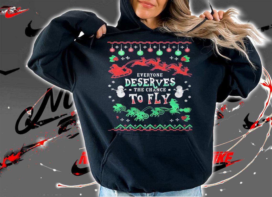 Ugly everyone deserves the chance to fly Merry Christmas T-shirt