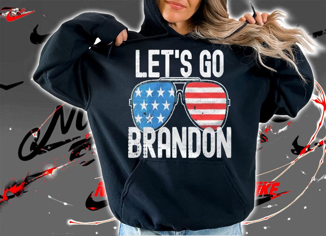 Womens Lets Go Brandon American Flag Aviator Shirt hoodie