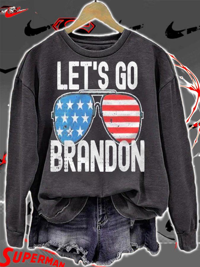 Womens Lets Go Brandon American Flag Aviator Shirt sweatshirt