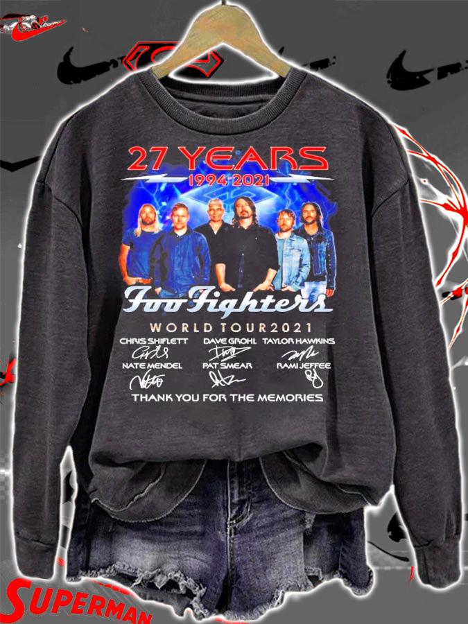 27 years 1994-2021 Foo Fighters World Tour 2021 signatures t-shirt sweatshirt