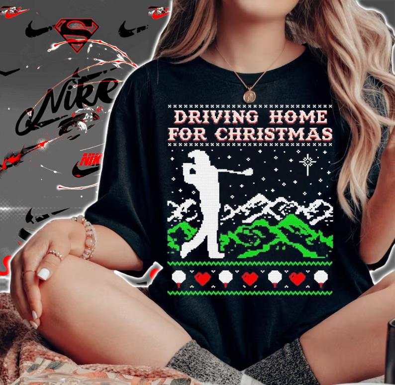 Golf Driving Home For Christmas Ugly Shirt woman shirt