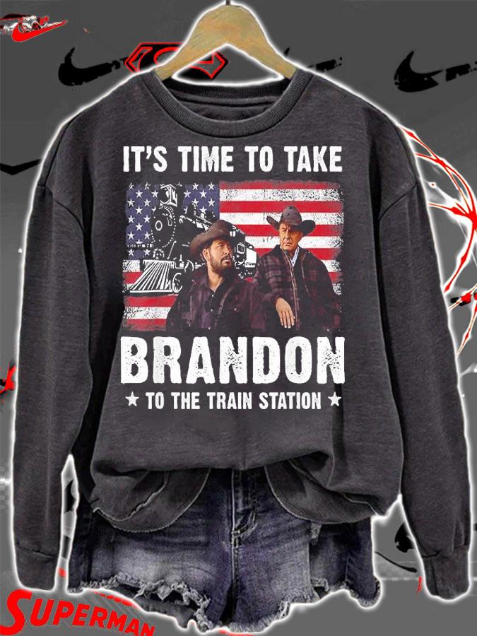 It's Time To Take Brandon To The Train Station Vintage USA Flag T-Shirt sweatshirt