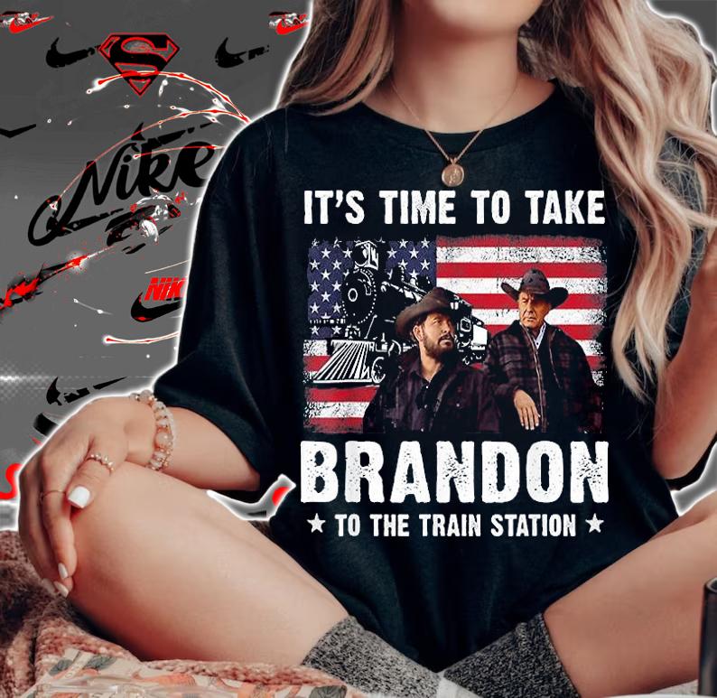 It's Time To Take Brandon To The Train Station Vintage USA Flag T-Shirt woman shirt