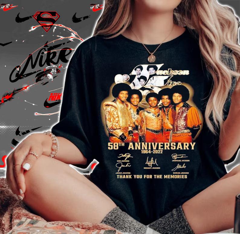 Jackson Five 58th Anniversary 1964-2022 Signatures Thank You For The Memories Shirt woman shirt