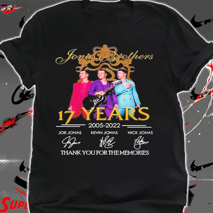 Jonas Brothers 17 Years 2005 2022 Thank You For The Memories Signatures T-Shirt shirt