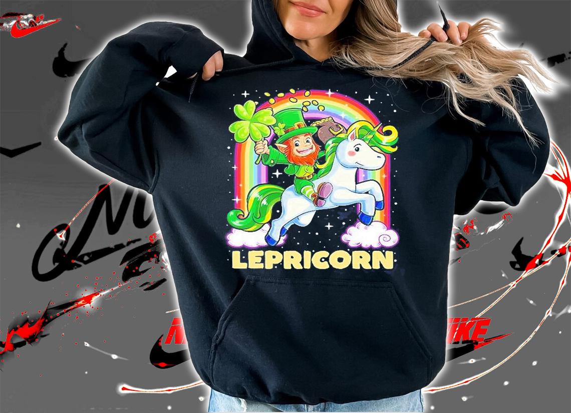 Lepricorn Leprechaun Riding Unicorn St Patricks Day T-Shirt hoodie