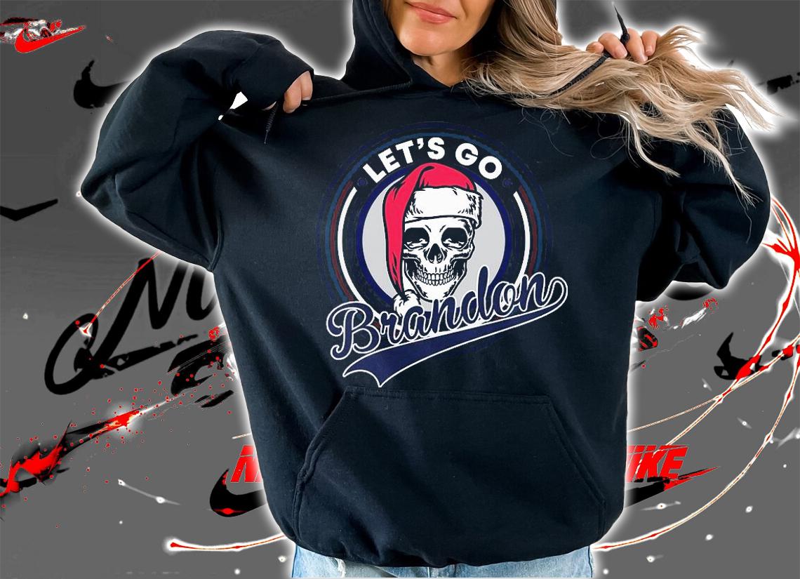 Lets Go Brandon Christmas Skull Santa Claus T-Shirt hoodie