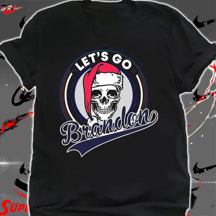 Lets Go Brandon Christmas Skull Santa Claus T-Shirt shirt