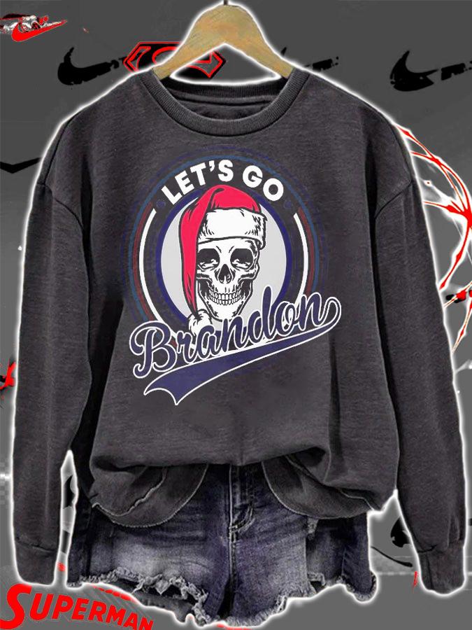 Lets Go Brandon Christmas Skull Santa Claus T-Shirt sweatshirt