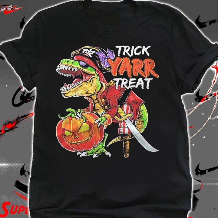 Pirate Dinosaur Halloween Pumpkin Jack O Lantern Gift Kids Shirt shirt