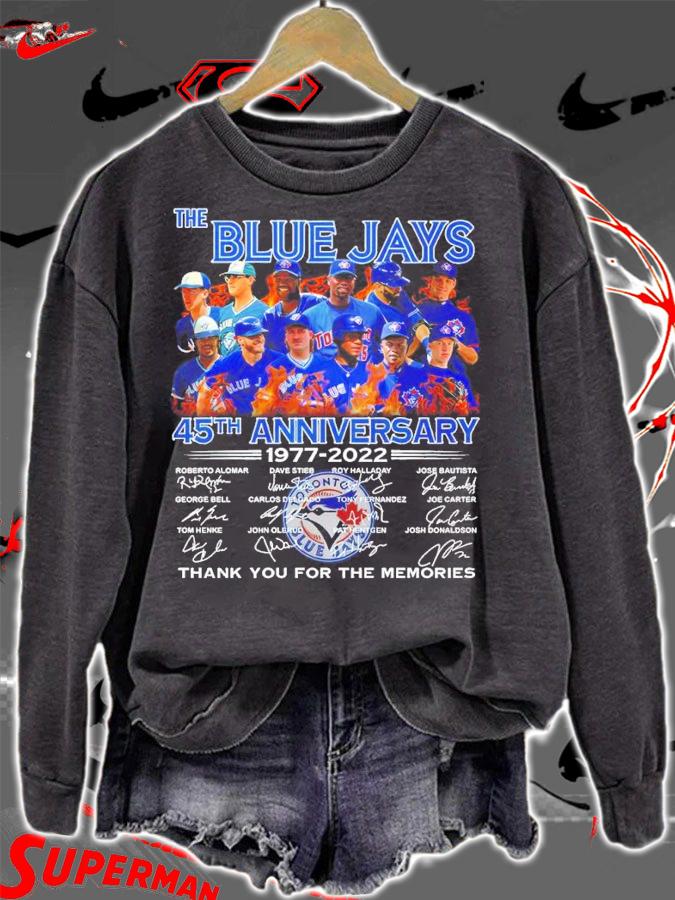 The Blue Jays 45th Anniversary 1977-2022 Signatures Thank You For The Memories Shirt sweatshirt