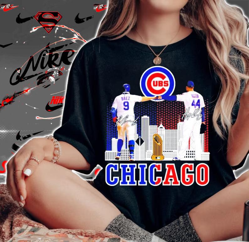 Cubs Chicago Javier Bez vs Anthony Rizzo signatures shirt woman shirt