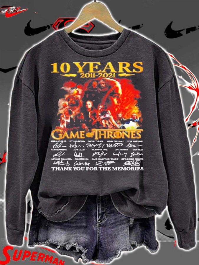 Game of Thrones 10 years 2011-2021 signature shirt sweatshirt