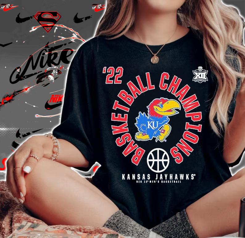 Kansas Jayhawks 2022 Big 12 Men's Basketball Conference Tournament Champions T-Shirt woman shirt