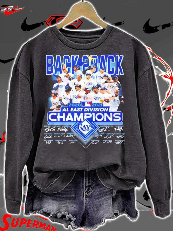 Tampa Bay Rays Back 2 Back 2020-2021 Al East Divisions Signatures Shirt sweatshirt