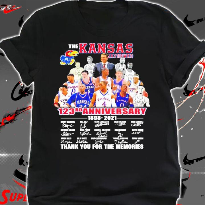 The Kansas Jayhawks 123rd anniversary 1898-2021 signature shirt shirt