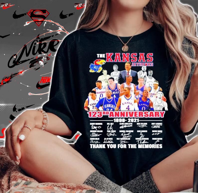 The Kansas Jayhawks 123rd anniversary 1898-2021 signature shirt woman shirt