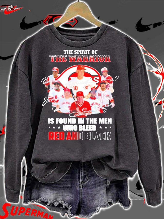 Cincinnati Reds the warrior is found in the men who bleed Red And Black signatures shirt sweatshirt