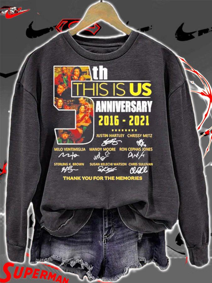 5th this is us anniversary 2016-2021 signature shirt sweatshirt