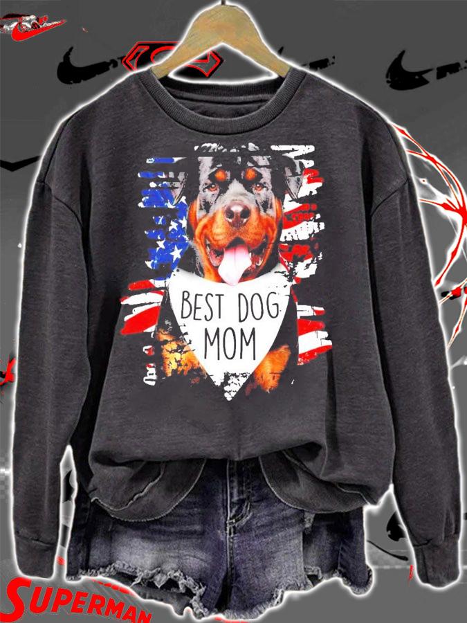 Rottweiler best dog mom American flag shirt