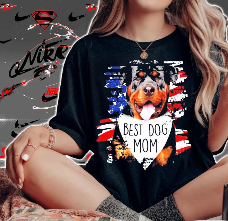 Rottweiler best dog mom American flag shirt